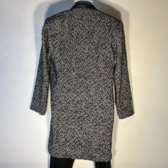 Vintage - NYG SZ 7 Black Boucle Tweed Wool Coat Preppy Classic Capsule Wardrobe - Picture 5 of 7